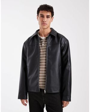 ASOS Faux Leather Harrington Jacket - Gray