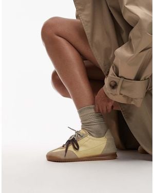 Bronx Cli-oo Lace Up Gum Sole Leather Trainers - Brown