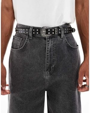ASOS Western Studded Skinny Belt - Black