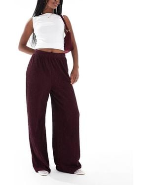 New Look Textu Wide Leg Trousers - Purple