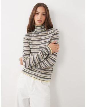 ASOS Premium Alpaca Blend Sheer Fitted Roll Neck - White