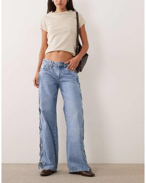 Mango Jeans Dritti Con Dettaglio Laterale Annodato - Blu