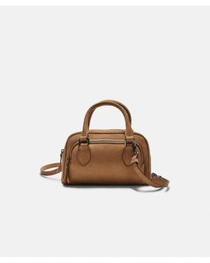 Stradivarius Sac bowling en imitation daim avec fermeture éclair - caramel - Marron