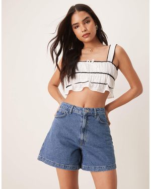 ASOS – a-linien-jeansshorts im longline-schnitt - Blau
