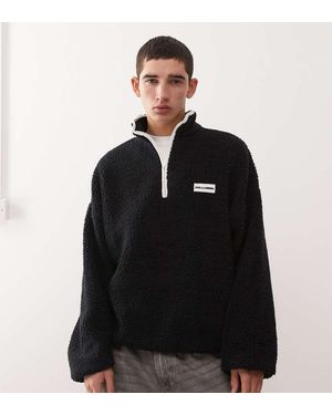 Collusion Borg Fleece Met Halve Rits - Zwart