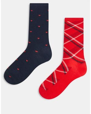 GANT – 2er-pack socken mit herz- und karomuster - Rot