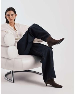 Tony Bianco Estelle Curved Kitten Heel Ankle Boots - Blue