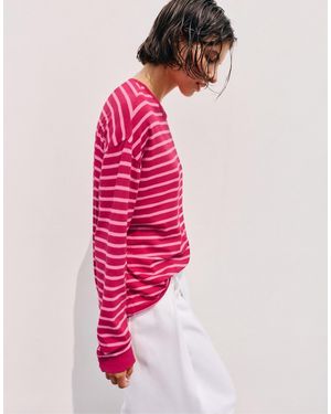 Pull&Bear Oversize langarm-t-shirt mit streifen - Pink