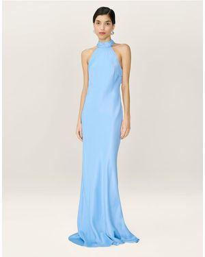 OMNES Dresses Milos Halterneck Maxi Dress With Sash Detail - Blue