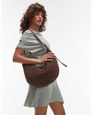 ARKET Suede Curved Slouchy Shoulder Bag - Brown