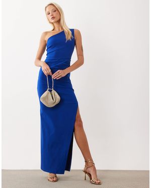 Vesper Bengaline-maxikleid mit one-shoulder-träger - Blau