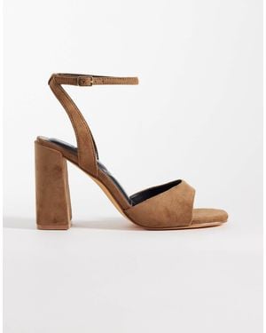 SEQWL Wide Fit Block Heeled Sandals - Metallic