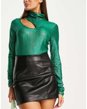 Extro & Vert Body A Maniche Lunghe Accollato Scintillante Con Cut-Out - Verde
