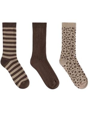 Oysho 3 Pairs Of Cotton Blend Classic Socks - White