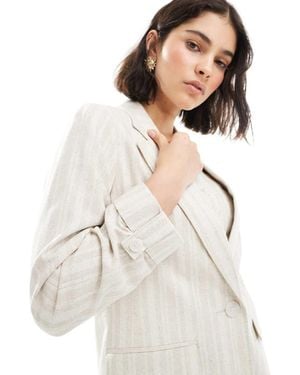 New Look Stripe Linen-blend Blazer - Natural