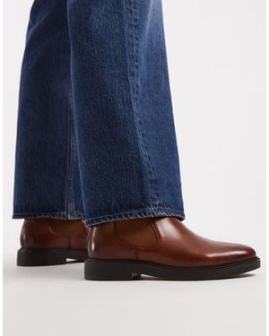 ASOS – chelsea-stiefel aus poliertem leder - Blau