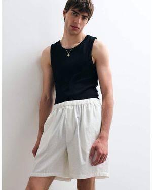 ASOS COLLECTIVE Cotton Shorts With Linen - White