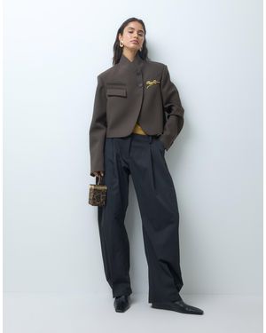 Monki Pleated Tailored Barrel Pants - Black