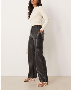 ASOS Faux Leather Straight Leg Trousers - Natural