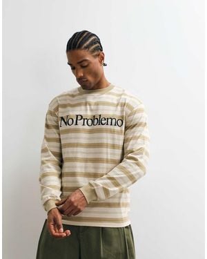 No Problemo Camiseta A Rayas De Manga Larga Con Logo Grande En La Parte Delantera-Neutro