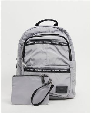 Steve Madden Richh Backpack With Logo Tape - Grey