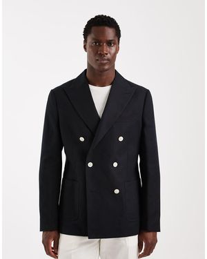 ASOS Mix & Match Linen-rich Slim Double-breasted Suit Jacket - Black