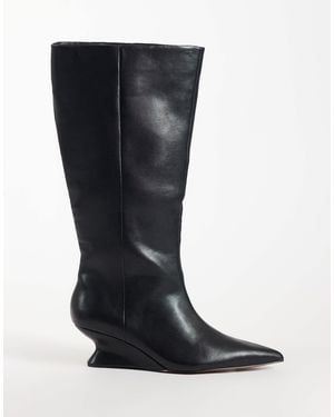 ASOS Curve Cinder Wedge Pull On Knee Boots - Black