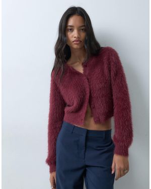 Vila Flauschige strickjacke - Rot