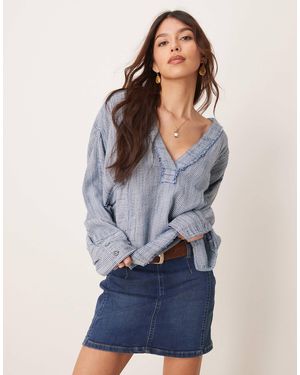 Free People Daylight - mini-jupe en jean - hélice - Bleu