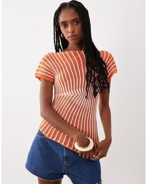 ASOS Gebreide Getailleerde Top Met Plooien - Blauw