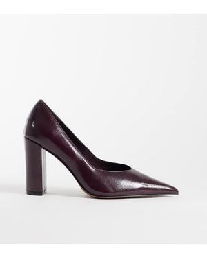 Asos Design Wide Fit Panda High Block Heel Court Shoes - Purple