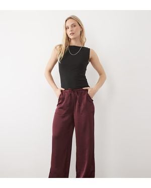 Vero Moda High Waist Satin Loose Fit Trousers - Purple