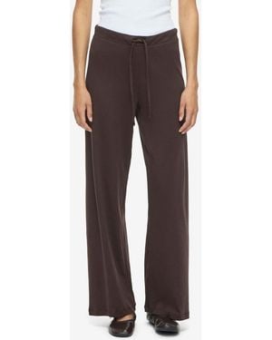 Noisy May Stormi Ribbed Mid Waist Loose Fit Stretch Trousers - Brown
