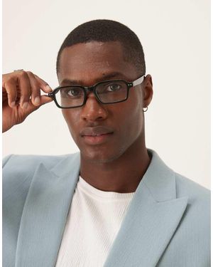ASOS Gafas Con Montura Negra Rectangular Y Lentes Transparentes De - Azul