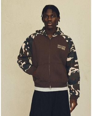 Bershka Raglan Print Hoodie - Grey