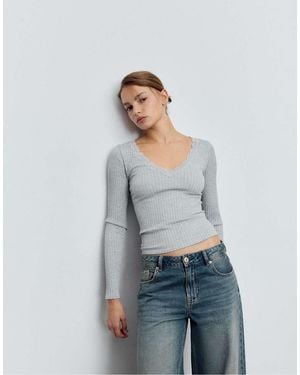 Stradivarius Seamless Lace Top - Grey
