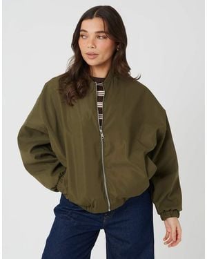 Brave Soul Short Bomber Jacket - Green