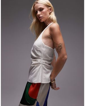 TOPSHOP Linen Halter Top - Grey