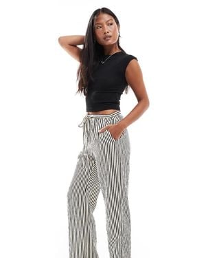 New Look Stripe Wide Leg Trouser - Black