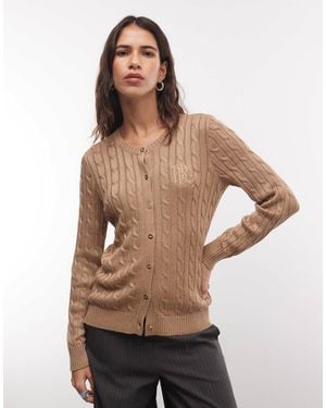 Ralph Lauren Cardigan aus baumwolle mit zopfmuster und logo - Natur