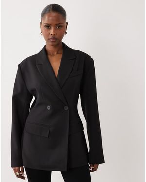 Gina Tricot Shaped Blazer With Padded Shoulders - Black