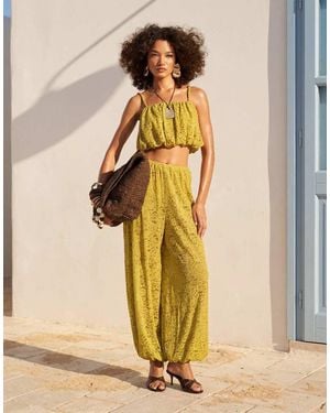 ASOS Lace Balloon Trousers With Drawstring Waist - Metallic