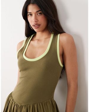 ASOS Contrast Trim Midi Dress - Green