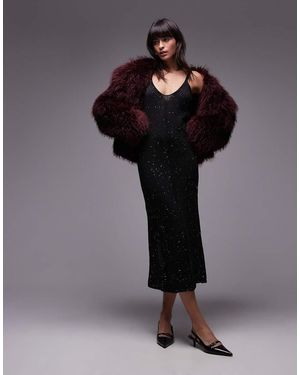Mango Layered Hot Fix Midi Dress - Black