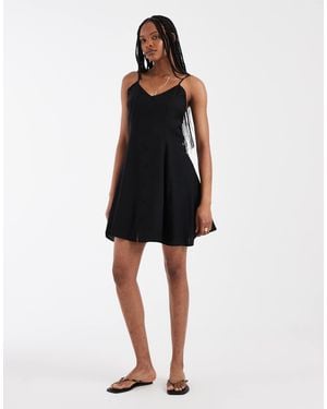 Vero Moda Button Front Cami Mini Skater Dress - Black