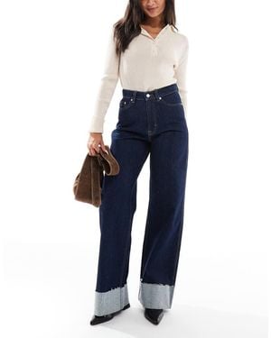 Tommy Hilfiger Claire High Rise Wide Turn Up Jeans - Blue