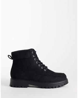 SEQWL Mexton Faux Suede Chunky Lace Up Desert Boots - Black