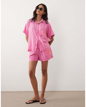 Rip Curl Pantaloncini Da Mare A Righe Acceso - Rosa