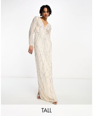 Beauut Tall – bridesmaid – durchgängig verziertes maxi-brautjungfernkleid - Weiß