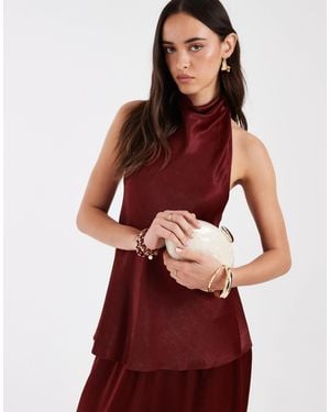 ASOS Tailo Soft Satin Halter Neck Top - Red